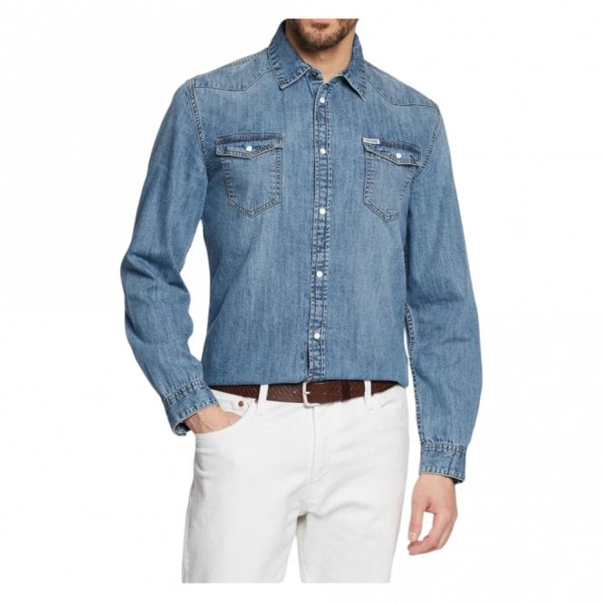 Mens Trucker Denim Long Sleeve Shirt