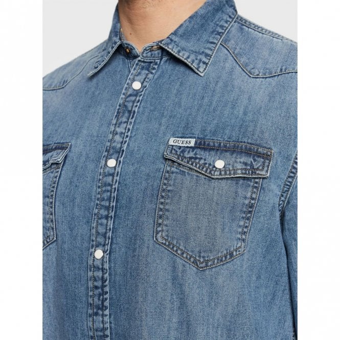 Mens Trucker Denim Long Sleeve Shirt