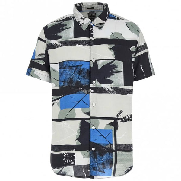 Mens All-Over Print Slim Fit Short Sleeve Shirt