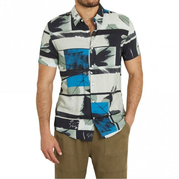 Mens All-Over Print Slim Fit Short Sleeve Shirt