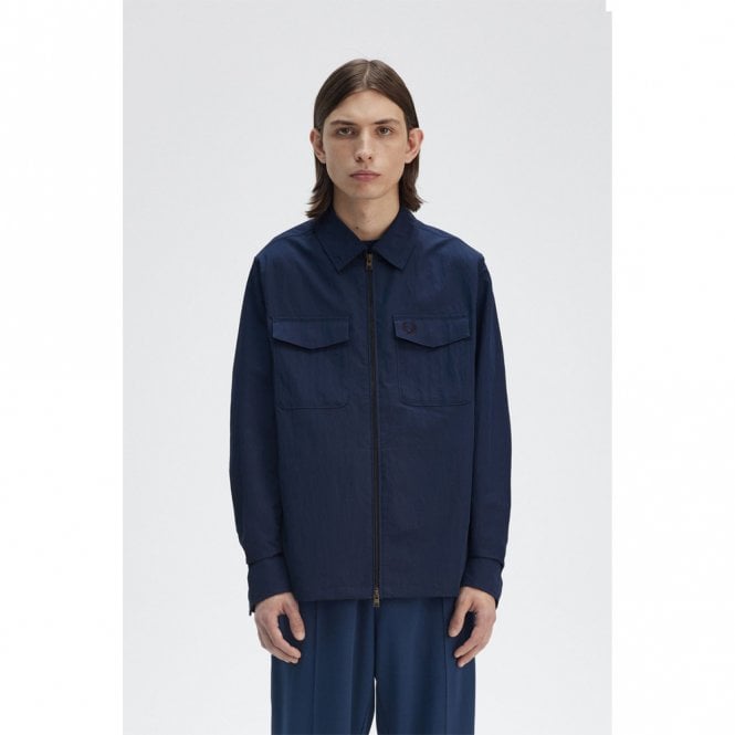 Mens Mens Textured Zip-Through Overshirt