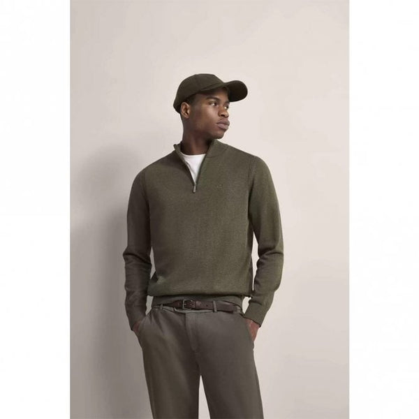 Mens Knit Troyer 1/4 Zip Sweatshirt