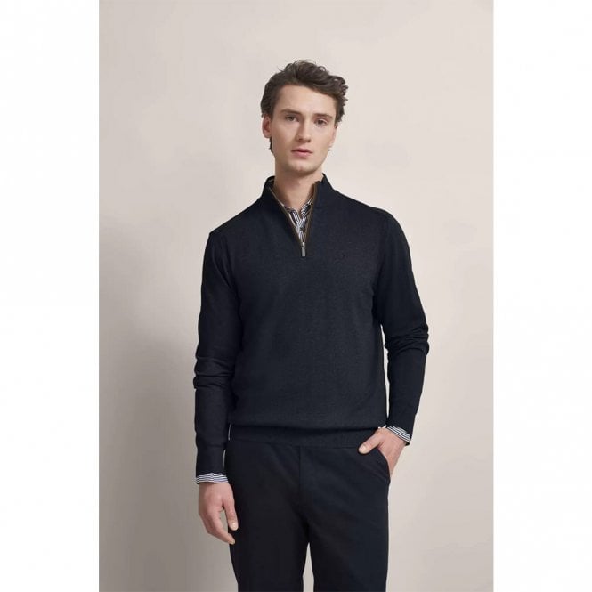 Mens Knit Troyer 1/4 Zip Sweatshirt
