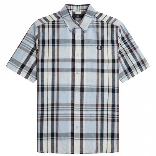 Mens Madras Check Short Sleeve Shirt