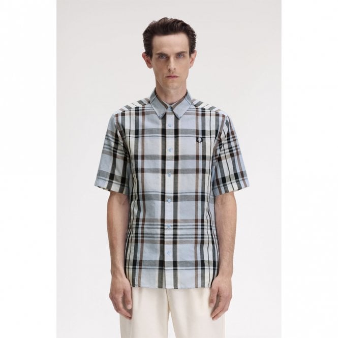 Mens Madras Check Short Sleeve Shirt