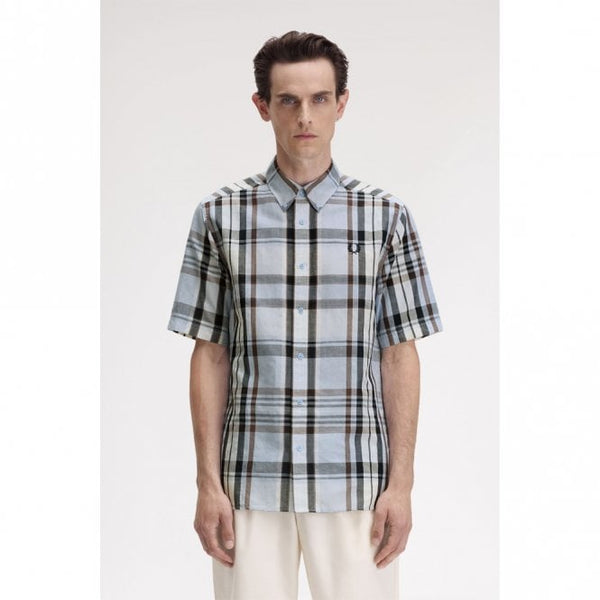 Mens Madras Check Short Sleeve Shirt