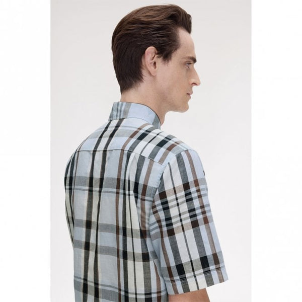 Mens Madras Check Short Sleeve Shirt