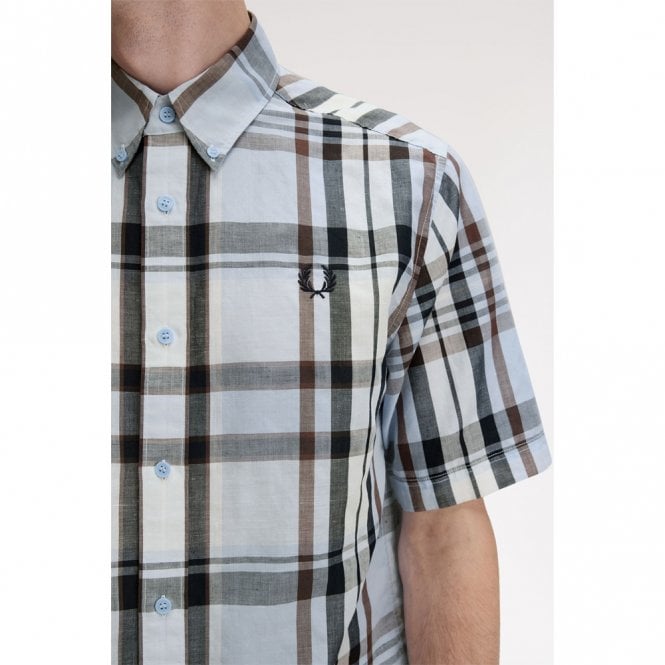 Mens Madras Check Short Sleeve Shirt