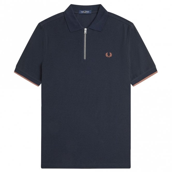 Mens Crepe Piqué Zip Neck Polo Shirt