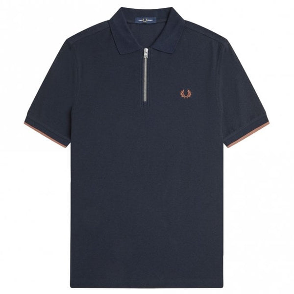 Mens Crepe Piqué Zip Neck Polo Shirt