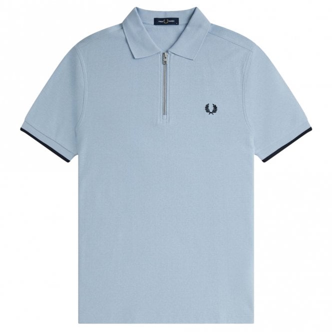 Mens Crepe Piqué Zip Neck Polo Shirt