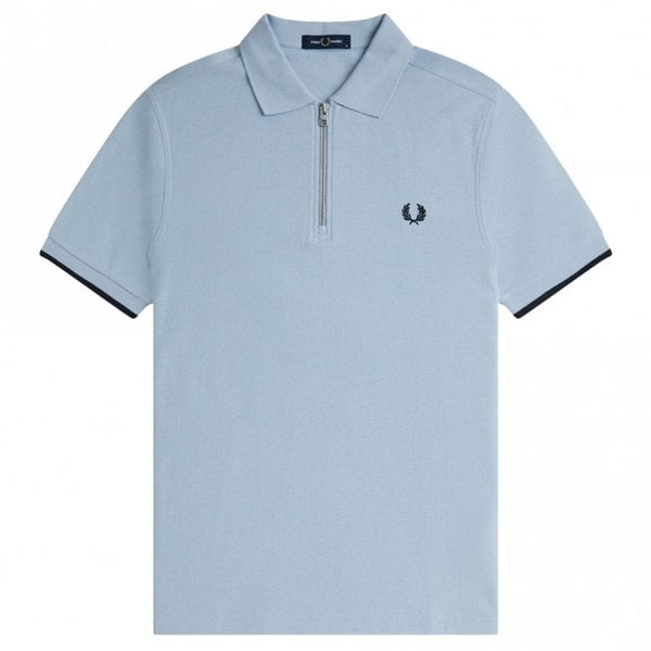 Mens Crepe Piqué Zip Neck Polo Shirt
