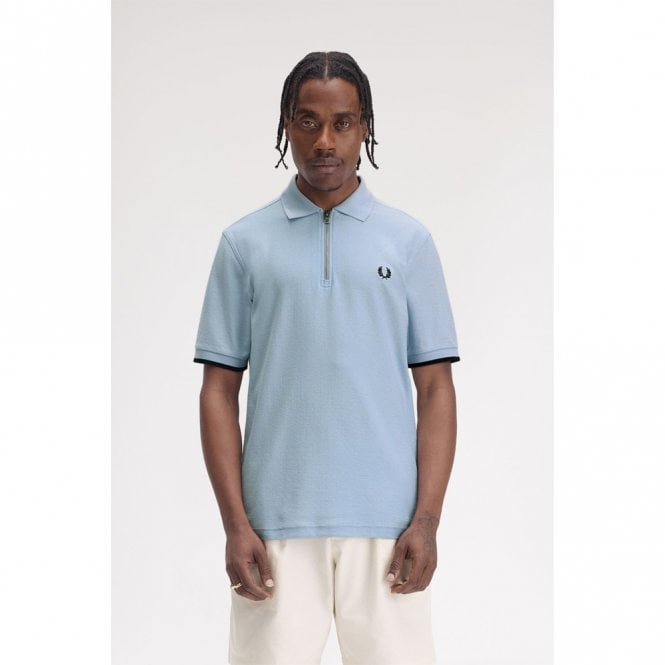 Mens Crepe Piqué Zip Neck Polo Shirt Secondary image