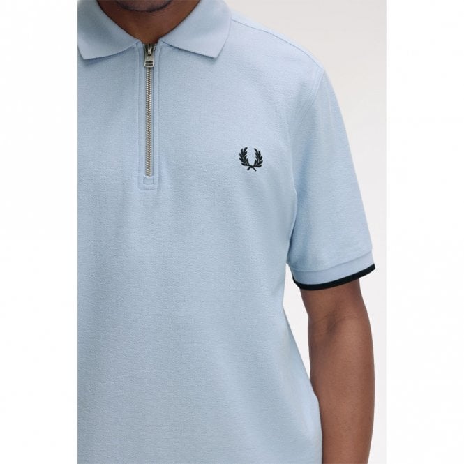 Mens Crepe Piqué Zip Neck Polo Shirt