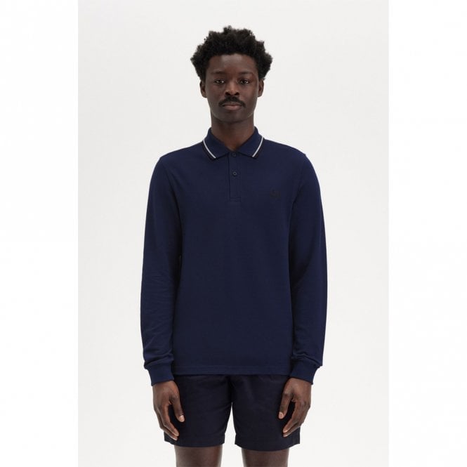 Mens M3636 Twin Tipped Long Sleeve Polo Shirt Secondary image