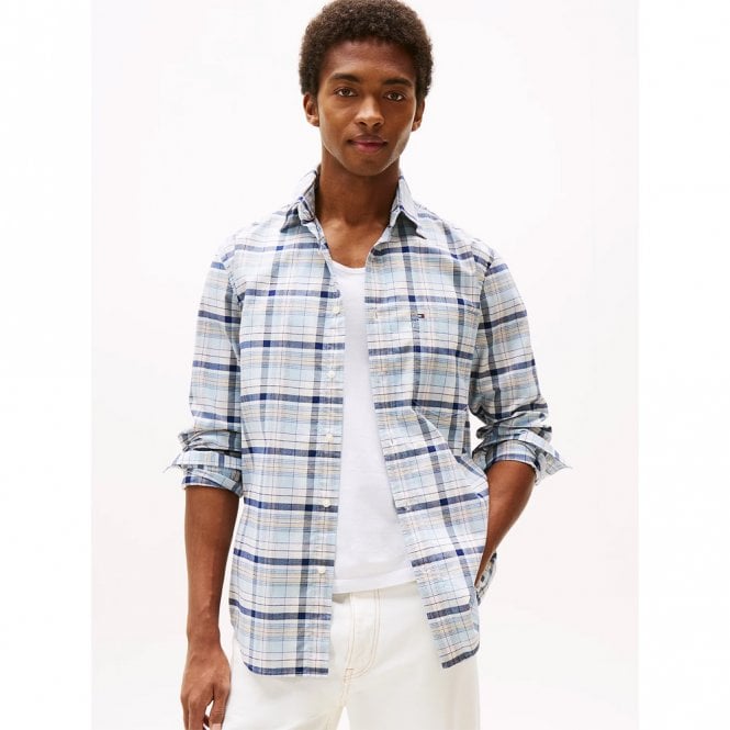 Mens Regular Fit Check Long Sleeve Oxford Shirt