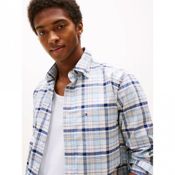 Mens Regular Fit Check Long Sleeve Oxford Shirt