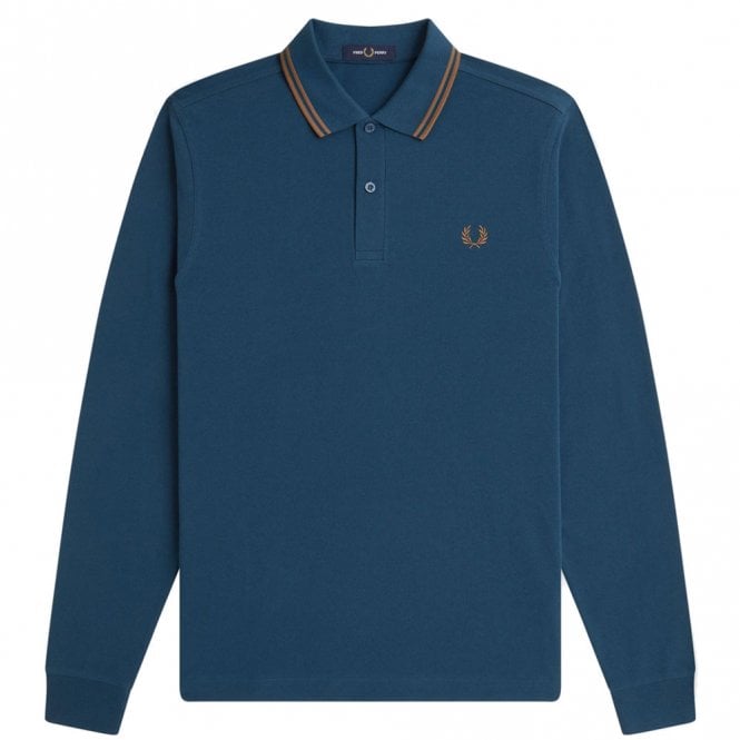 Mens M3636 Twin Tipped Long Sleeve Polo Shirt Main image