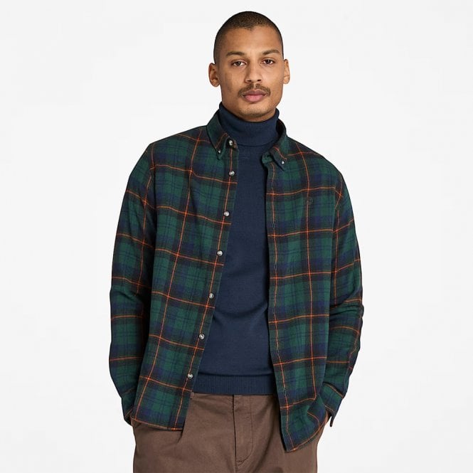 Mens Midweight Checked Flannel Long Sleeve Shirt