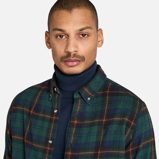 Mens Midweight Checked Flannel Long Sleeve Shirt