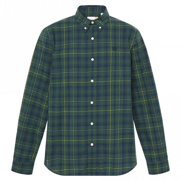 Mens Slim Fit Stretch Poplin Check Long Sleeve Shirt