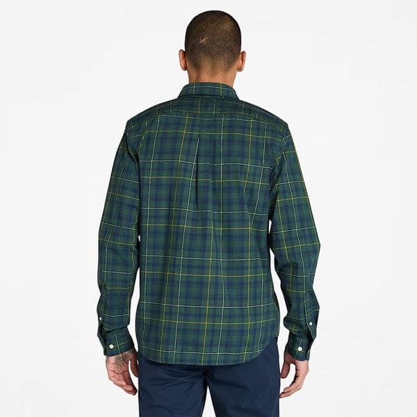 Mens Slim Fit Stretch Poplin Check Long Sleeve Shirt