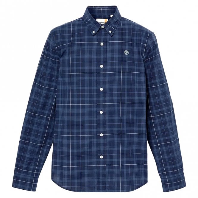 Mens Slim Fit Stretch Poplin Check Long Sleeve Shirt