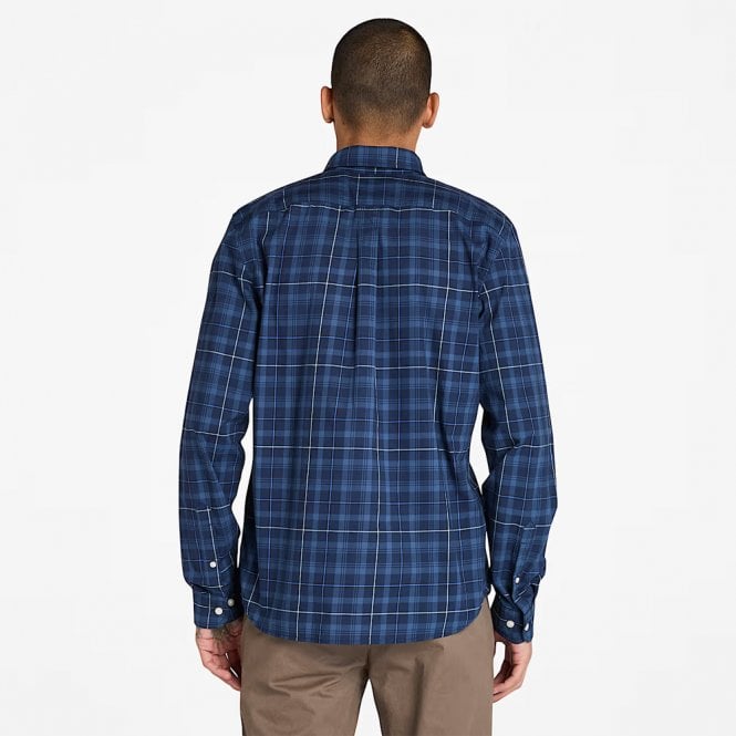Mens Slim Fit Stretch Poplin Check Long Sleeve Shirt