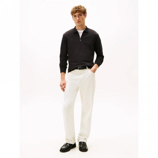 Mens Interlock Zip Long Sleeve Polo Shirt