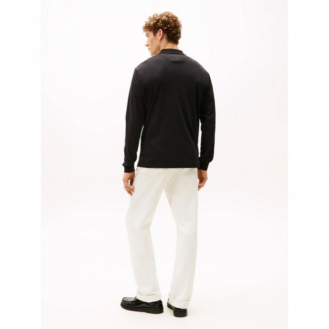 Mens Interlock Zip Long Sleeve Polo Shirt
