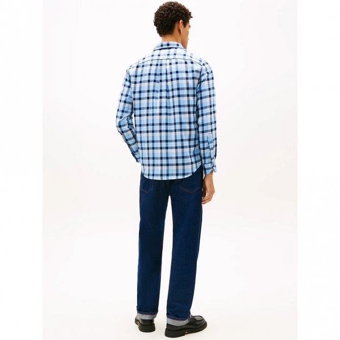 Mens Regular Fit Check Twill Long Sleeve Shirt