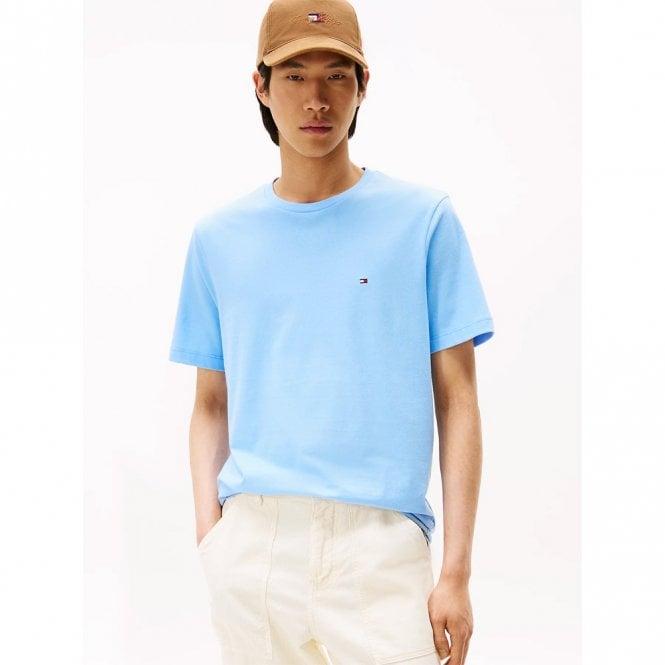 Mens Flag Embroidery Crew Neck T-Shirt