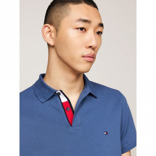 Mens Tipped Placket Flag Embroidery Polo Shirt