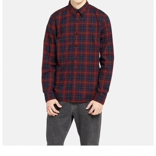 Mens Poplin Tartan Long Sleeve Shirt