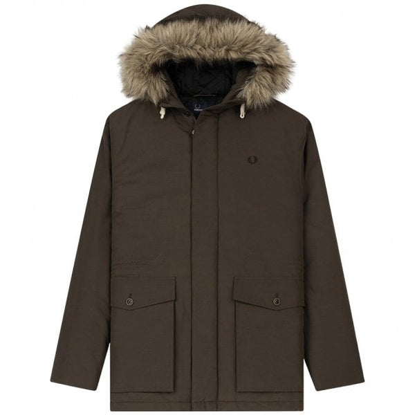 Mens Quilted Fur Trim Parka