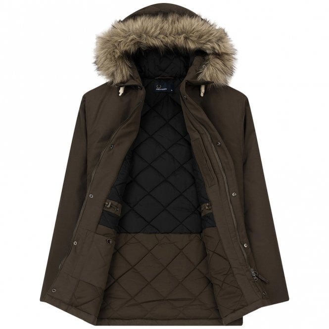 Mens Quilted Fur Trim Parka