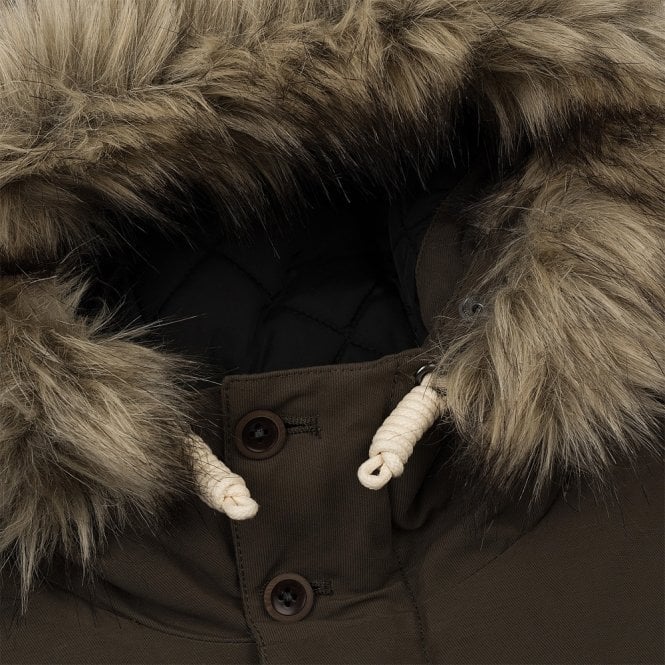 Mens Quilted Fur Trim Parka