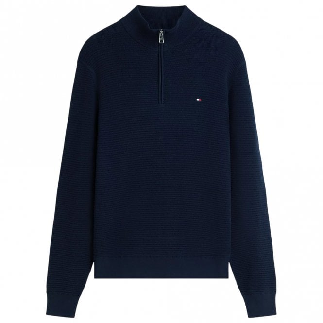 Mens Textured Quarter-Zip Mock Neck Jumper Main image