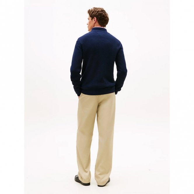 Mens Textured Quarter-Zip Mock Neck Jumper