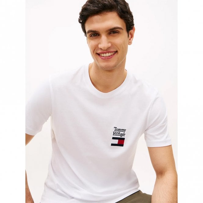 Mens Logo Embroidery Jersey Crew Neck T-Shirt