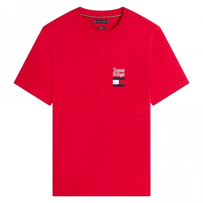 Mens Logo Embroidery Jersey Crew Neck T-Shirt
