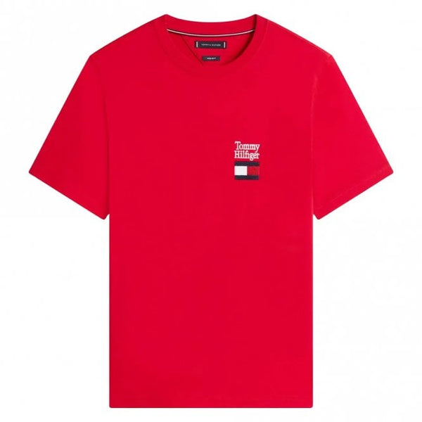 Mens Logo Embroidery Jersey Crew Neck T-Shirt