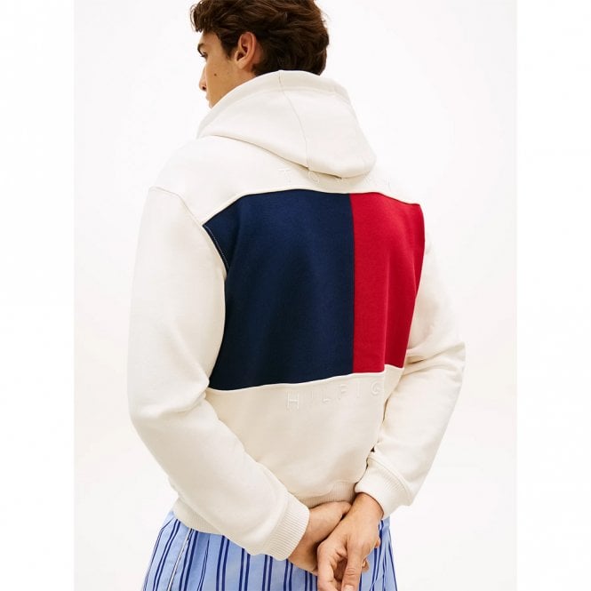 Mens Relaxed Back Flag Terry Hoodie