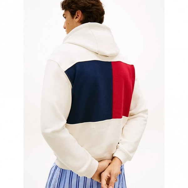 Mens Relaxed Back Flag Terry Hoodie