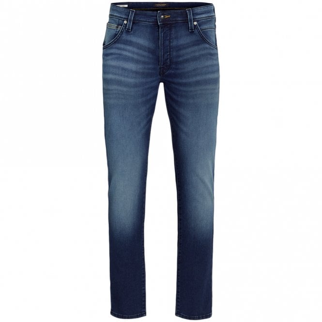 Mens Tapered Fit Mid Rise Blue Denim Jeans Main image