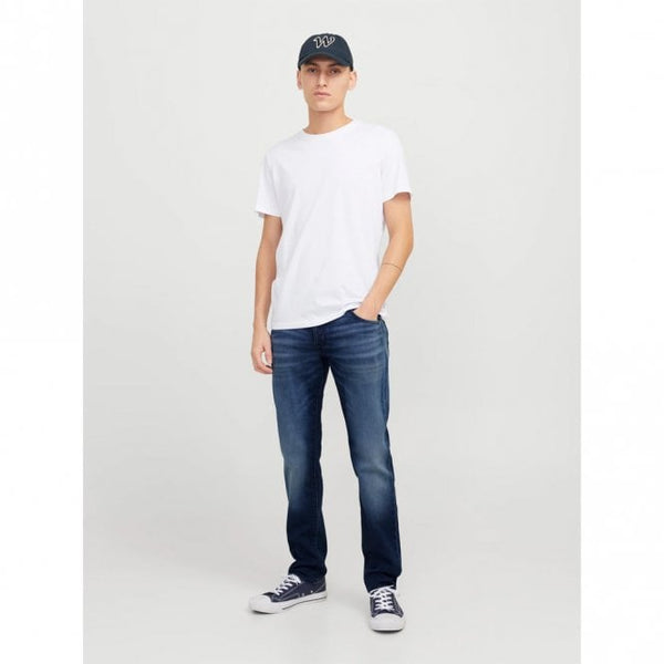 Mens Tapered Fit Mid Rise Blue Denim Jeans