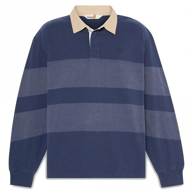 Mens Striped Rugby Long Sleeve Polo Main image
