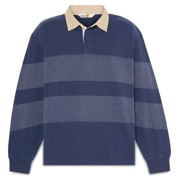 Mens Striped Rugby Long Sleeve Polo