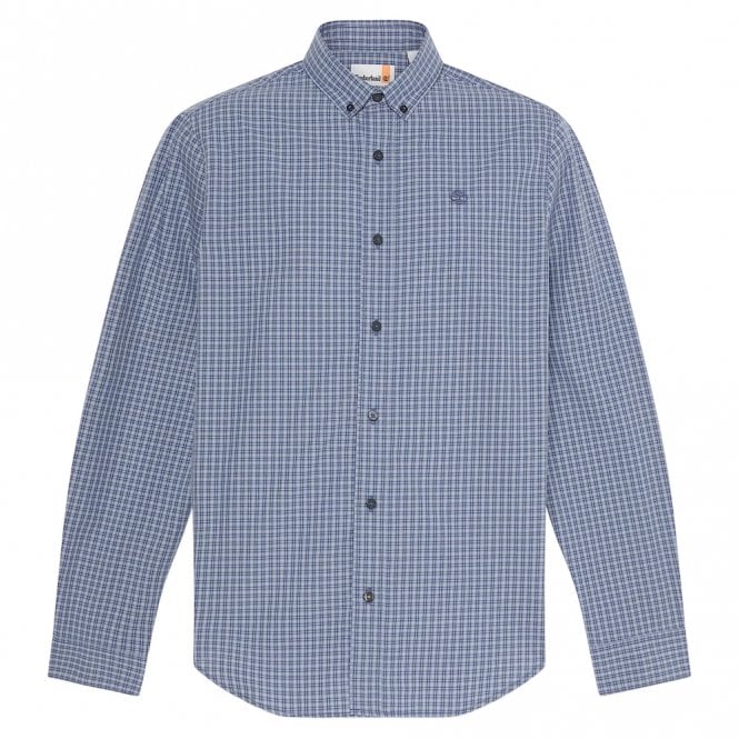 Mens Micro Plaid Poplin Long Sleeve Shirt Main image