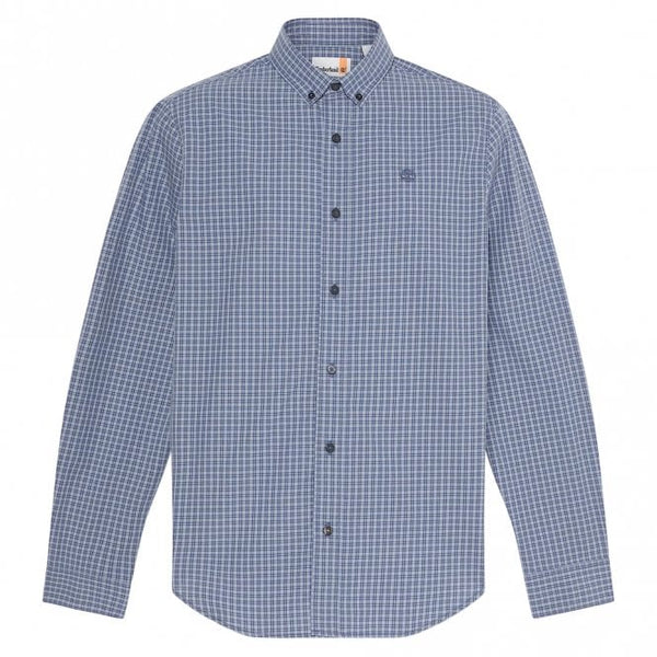 Mens Micro Plaid Poplin Long Sleeve Shirt